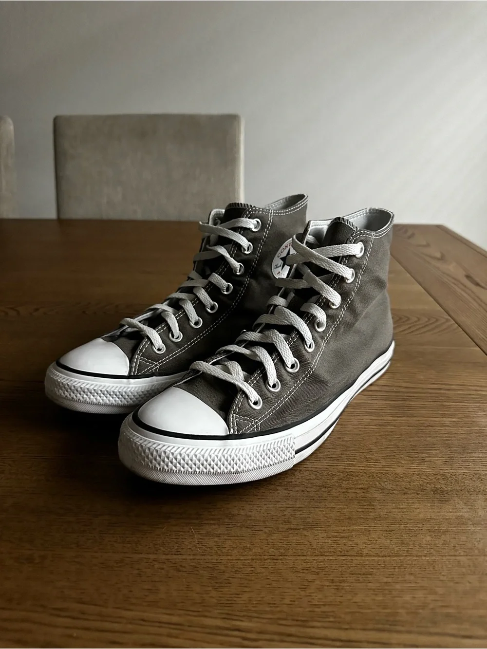 Converse High-Top Sneakers in Gray and White
